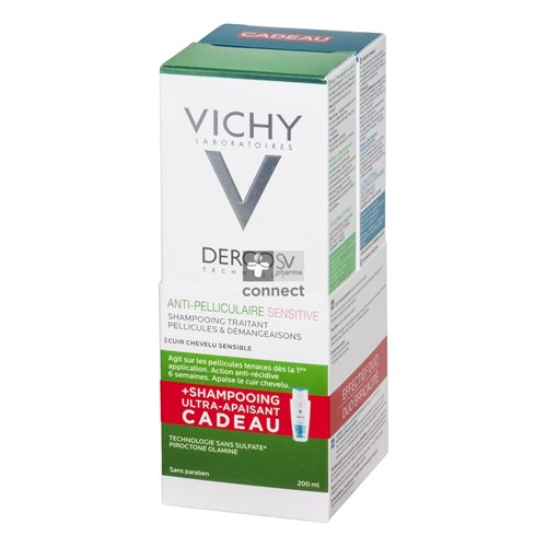 Vichy Dercos Shampooing Anti-Pelliculaire Sensitive 200 ml + Ultra Apaisant Cheveux Secs 200 ml