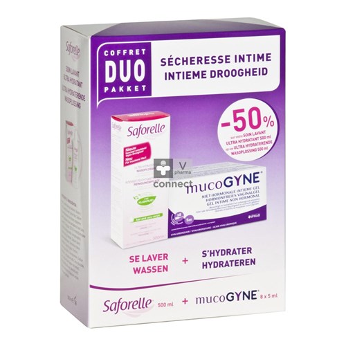 Saforelle Coffret Duo Sécheresse Intime : Soin Lavant 500 ml + Gel Intime 8 x 5 ml Prix Promo