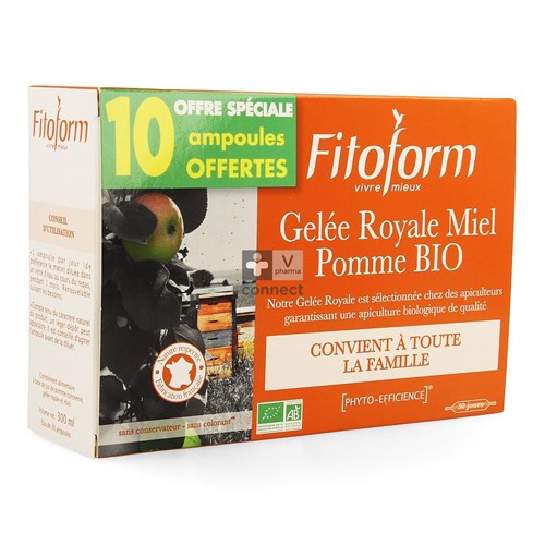 Fitoform Gelee Royale Bio Miel-Fructose 20 +10 Ampoules