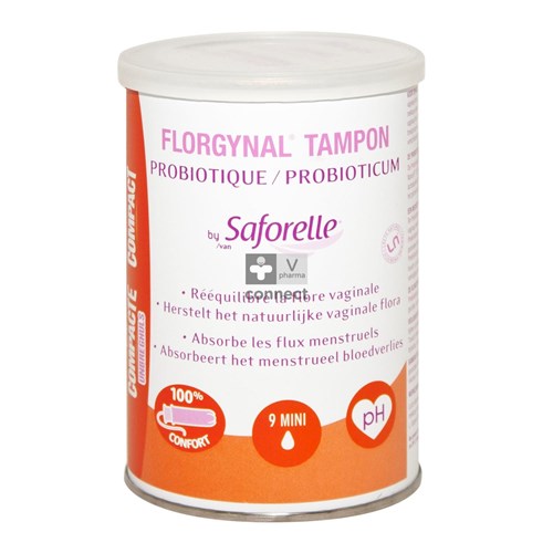 Saforelle Florgynal Tampon Probiotique Compact Mini 9 Pièces