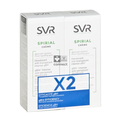 SVR Spirial Déodorant Anti Transpirant Crème 2 x 50 ml Promo