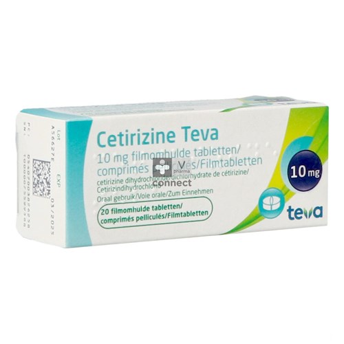 Cetirizine Teva 10 mg 20 Comprimés