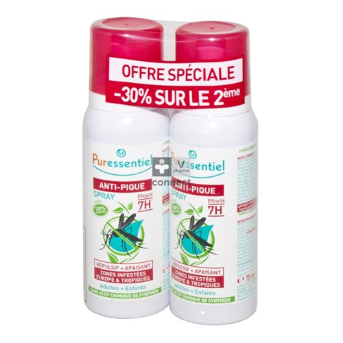 Puressentiel Anti Pique Spray Huiles Essentielles 2 x 75 ml Promo