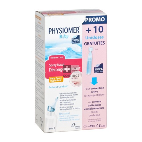Physiomer Hypertonic Baby Spray Nasal 60 ml + 10 Unidoses Prix Promo