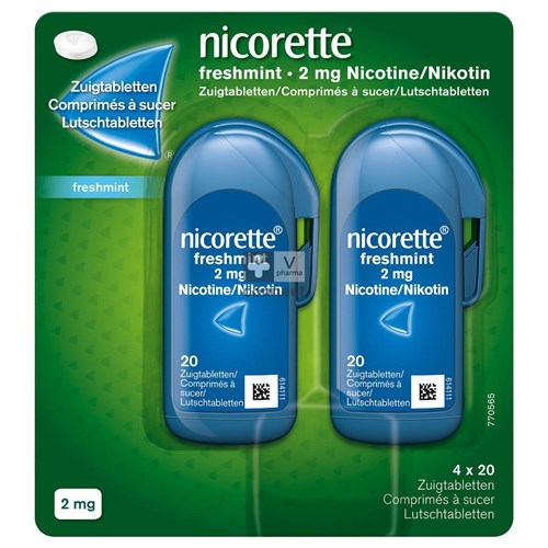 Nicorette Freshmint 2 mg 80 Comprimés à Sucer