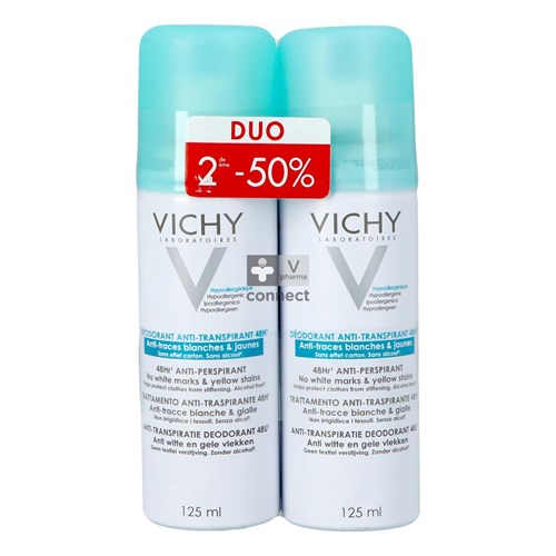Vichy Déodorant Anti Transpirant 48H Aérosol 2 x 125 ml Promo
