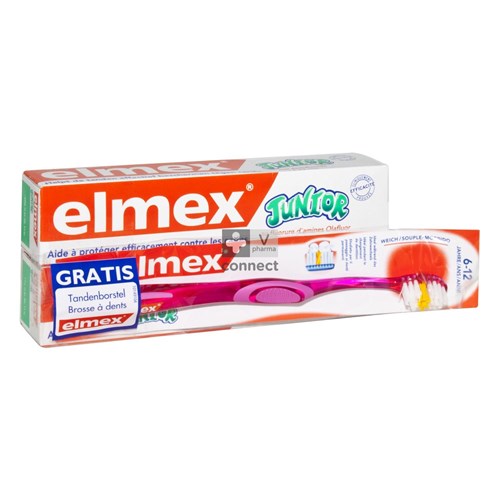 Elmex Dentifrice Junior 2 x 75 ml + Brosse à Dents Gratuite