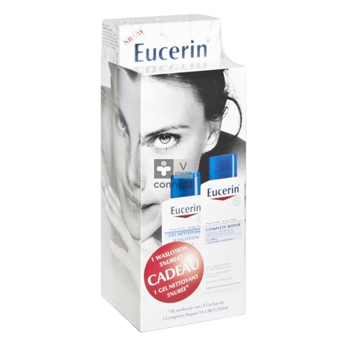 Eucerin Complete Repair Emollient Réparateur 5 % Urée 250 ml + Gel Nettoyant 5 % Urée 200 ml Promo