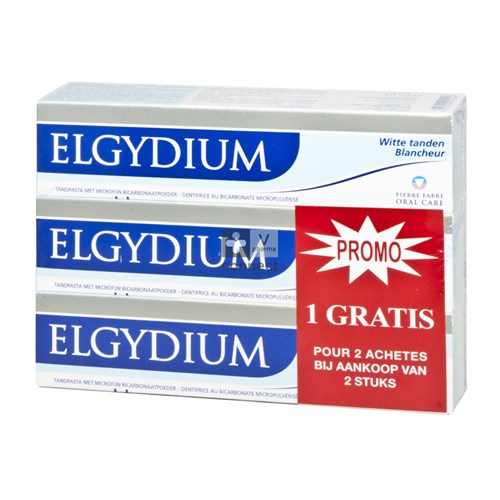 Elgydium Dentifrice Blancheur 3 x 75 ml Promo 2 + 1 Gratis