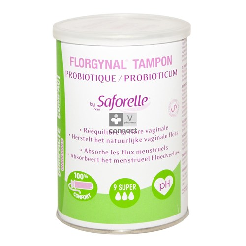 Saforelle Florgynal Tampon Probiotique Compact Super 9 Pièces