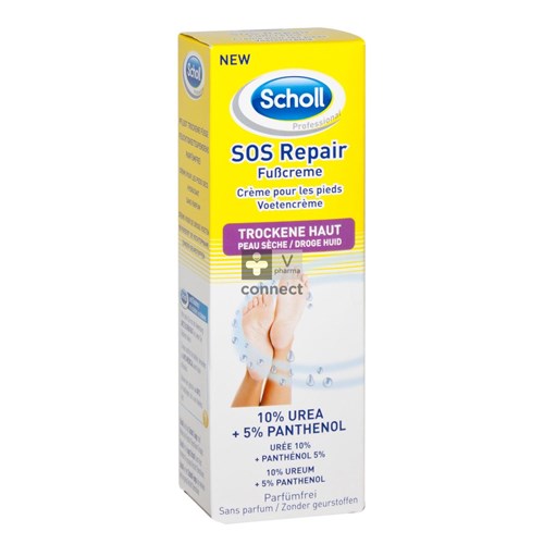 Scholl SOS Repair Crème Pieds Secs Urée 10 % + Panthénol 5 % 100 ml