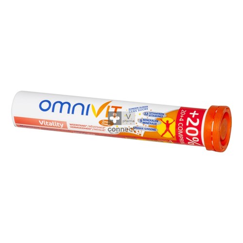 Omnivit Energy Vitality 24 Comprimés Effervescents Goût Orange Promo 20% Gratuit