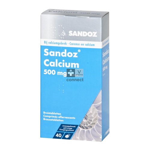 Sandoz Calcium 500 mg 40 Comprimes Effervescents Gout Orange