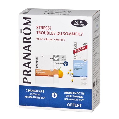 Pranarom Aromanoctis Spray Sommeil 100 ml + Aromastress 2 x 30 Capsules Prix Promo