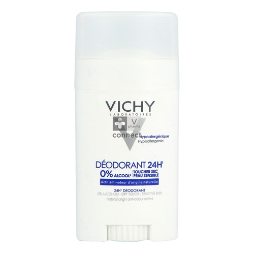 Vichy Déodorant Stick 24H Peaux Très Sensibles ou Épilées 40 ml
