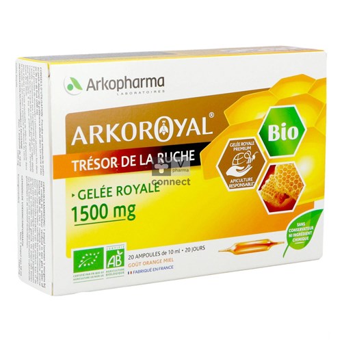 Arkoroyal Gelée Royale Bio 1500 mg 10 ml 20 Ampoules