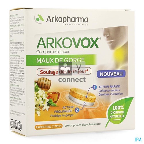 Arkovox Mal Gorge Miel Citron 20 Comprimés à Sucer