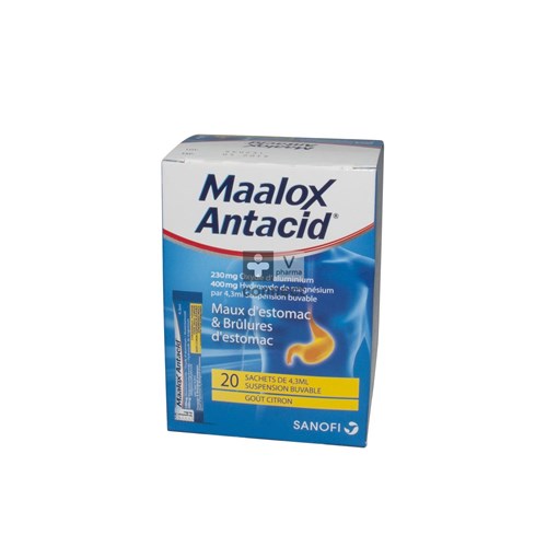 Maalox Antacid 20 Sachets Goût Citron