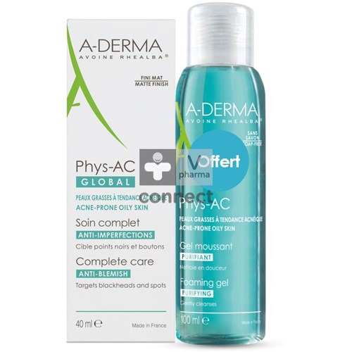 Aderma Phys-Ac Global 40 ml + Gel Moussant 100 ml Offert