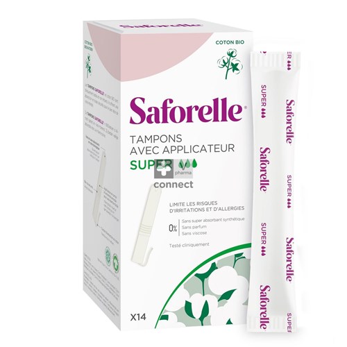 Saforelle Coton Bio Protect Tampons Avec Applicateur Super 14 Pièces
