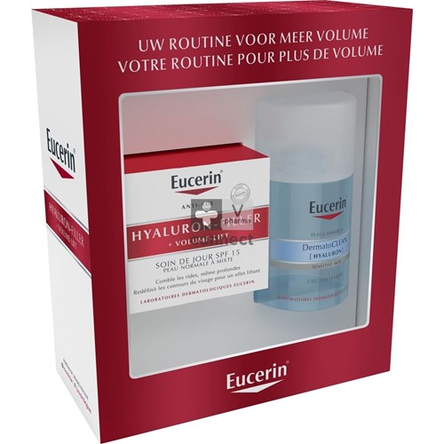 Eucerin Coffret Hyaluron Filler+ Volume Lift Crème de Jour Peau Normale 50 ml + Eau Micellaire Derm