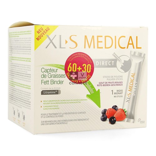 Xls Medical Capteur de Graisses 60 Sticks + 30 Gratuits