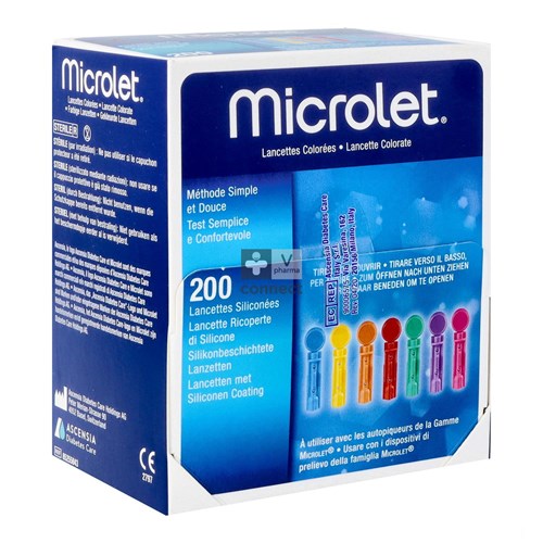 Microlet Lancettes Couleur 200 Pièces