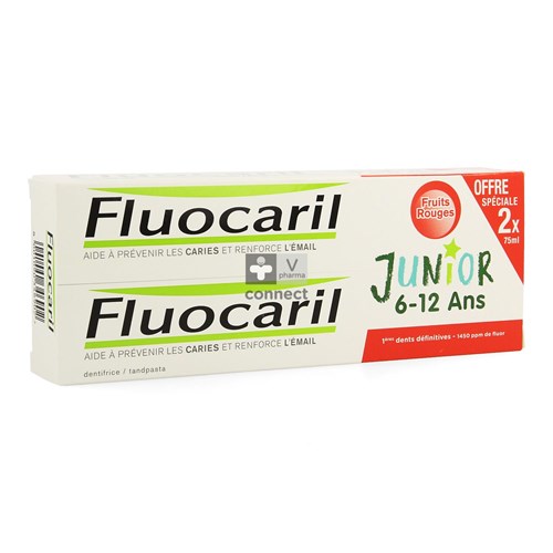 Fluocaril Junior 6-12 Ans Dentifrice Gout Fruits Rouges 2 x 75 ml