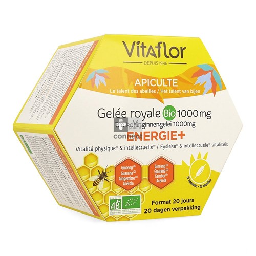 Vitaflor Gelée Royale Bio Energie+ 1500 mg 20 Ampoules