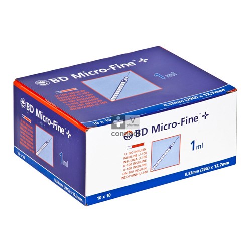 Bd Microfine+ Seringues à Insuline 1 ml 29G 12,7 mm 100 Pièces (324827)