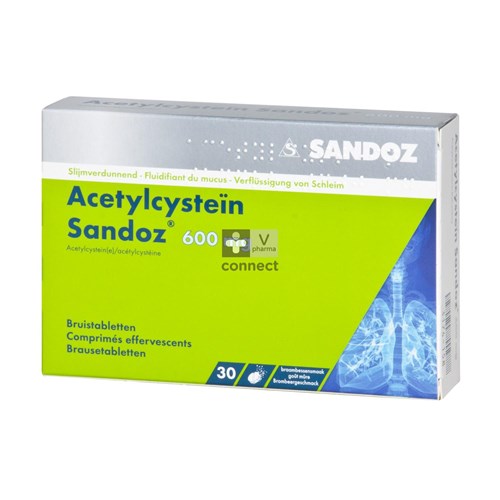 Acetylcysteine Sandoz 600 mg 30 Comprimés Effervescents