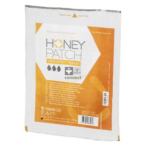 Honeypatch Mini Moist Pansement d' Alginate Imprégné de Miel Médical 5 x 5 Cm