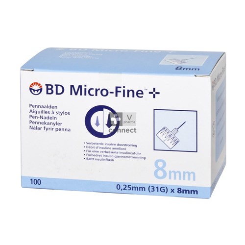 Bd Microfine+ Aiguille Pour Stylo 8 mm 31G Thinwall 100 Pièces (320792)