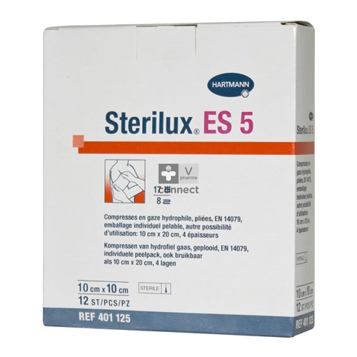 Sterilux Es5 Compresses Steriles 8 Epaisseurs 10cmx10cm 12 Pieces