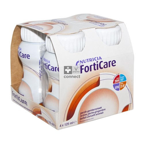 Forticare Pêche Gingembre 125 ml 4 Pièces
