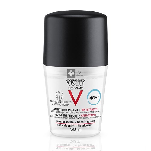 Vichy Homme Déodorant Anti-Transpirant Anti Traces Protection 48H 50 ml