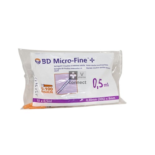 Bd Microfine+ Seringues à Insuline 0,5 ml 30G 8 mm 10 Pièces (324825)