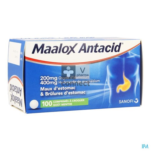 Maalox Antacid 100 Comprimés Goût Menthe