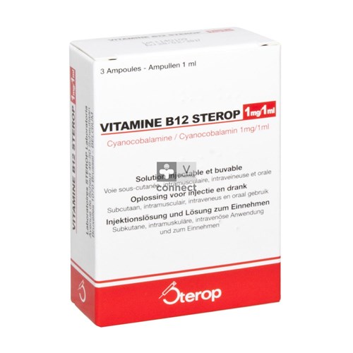 Vitamine B12 Cyanocobalamine 1 mg 3 Ampoules Sterop