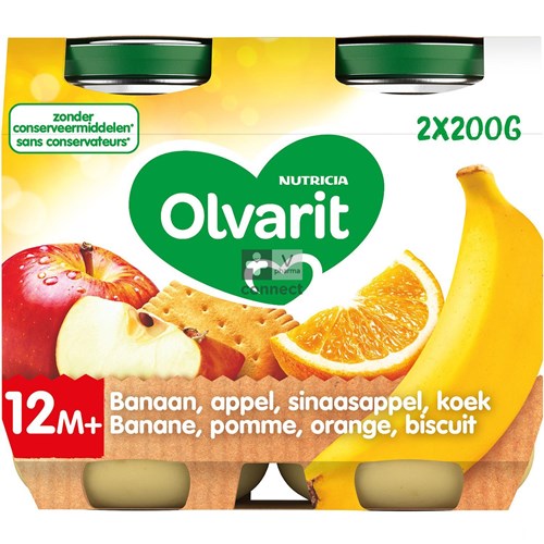 Olvarit Banaan Appel Sinaasappel Koek 2x200g 12m51