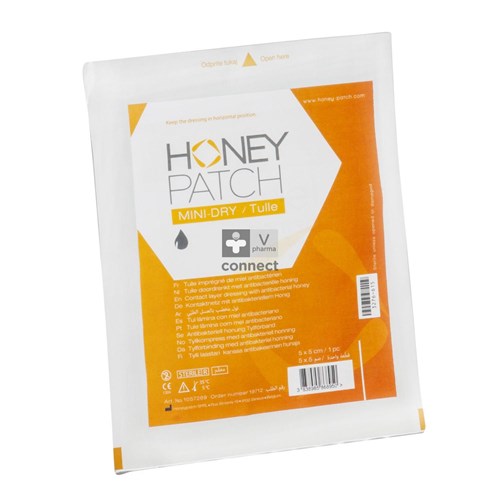 Honeypatch Mini Dry Tulle Imprégné de Miel Médical 5  x 5 cm
