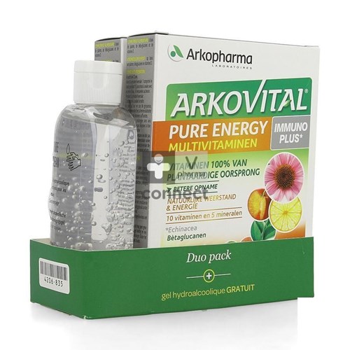Arkovital Pure Energy Immunoplus 60 Comprimés + Gel Hydroalcoolique 100 ml