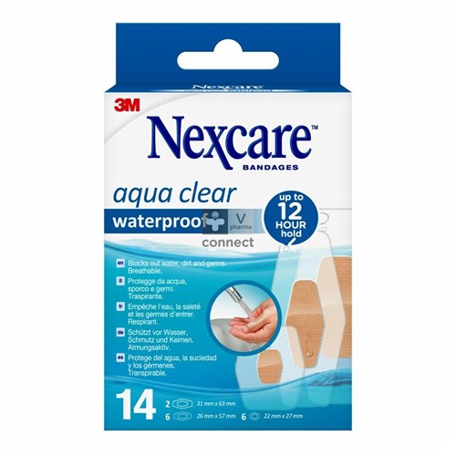 Nexcare Aqua Clear Waterproof Assortiment 14 pièces