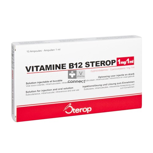 Vitamine B12 Cyanocobalamine 1 mg 10 Ampoules Sterop