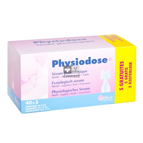 Gilbert Physiodose Fysiologisch serum 5 ml 40 unidoses + 5 gratis