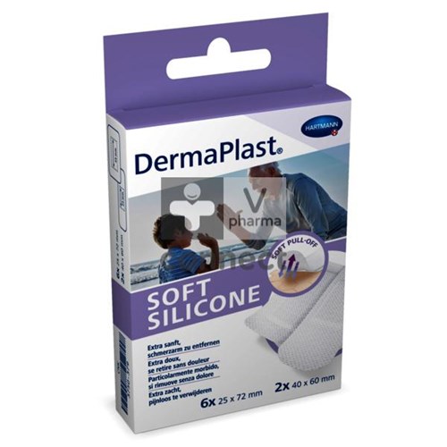 Dermaplast Soft Silicone 25 x 72 mm 6 Pièces + 40 x 60 mm 2 Pièces