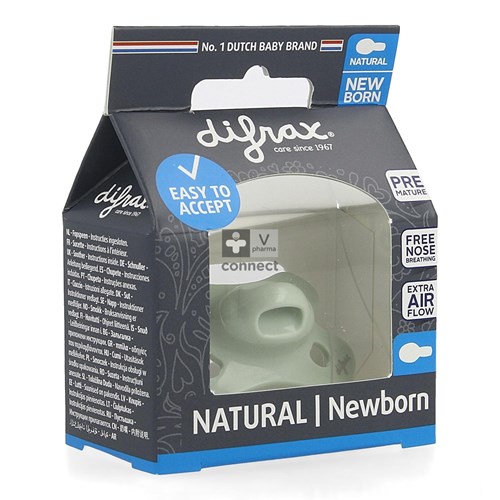 Difrax Sucette Natural Newborn Uni Vert