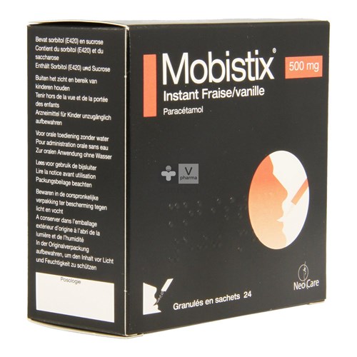 Mobistix Instant Fraise Vanille 500 mg 24 Sachets