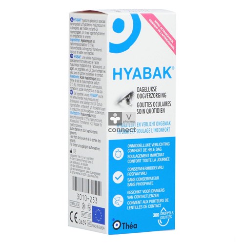 Hyabak 0,15% Oogdruppels Hyaluron Nf 10 ml
