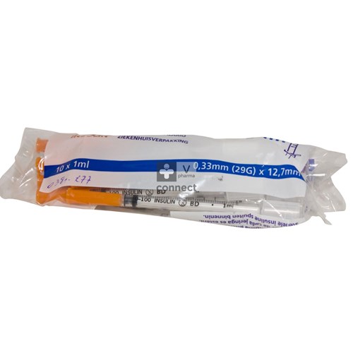 Bd Microfine+ Seringues à Insuline 1 ml 29G 12,7 mm 10 Pièces (324827)